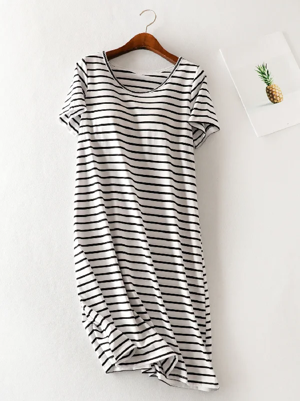 Limited-Time Price Drop!Striped Round Neck Short Sleeve Dress