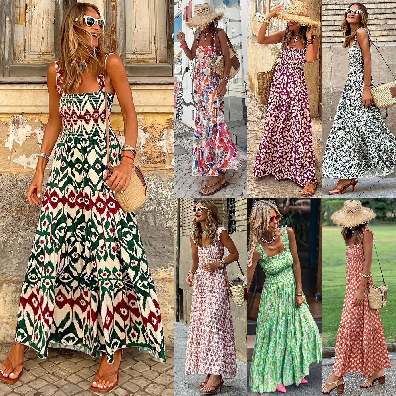 Instant Savings Await!Summer Elegant French Floral Strap Dress