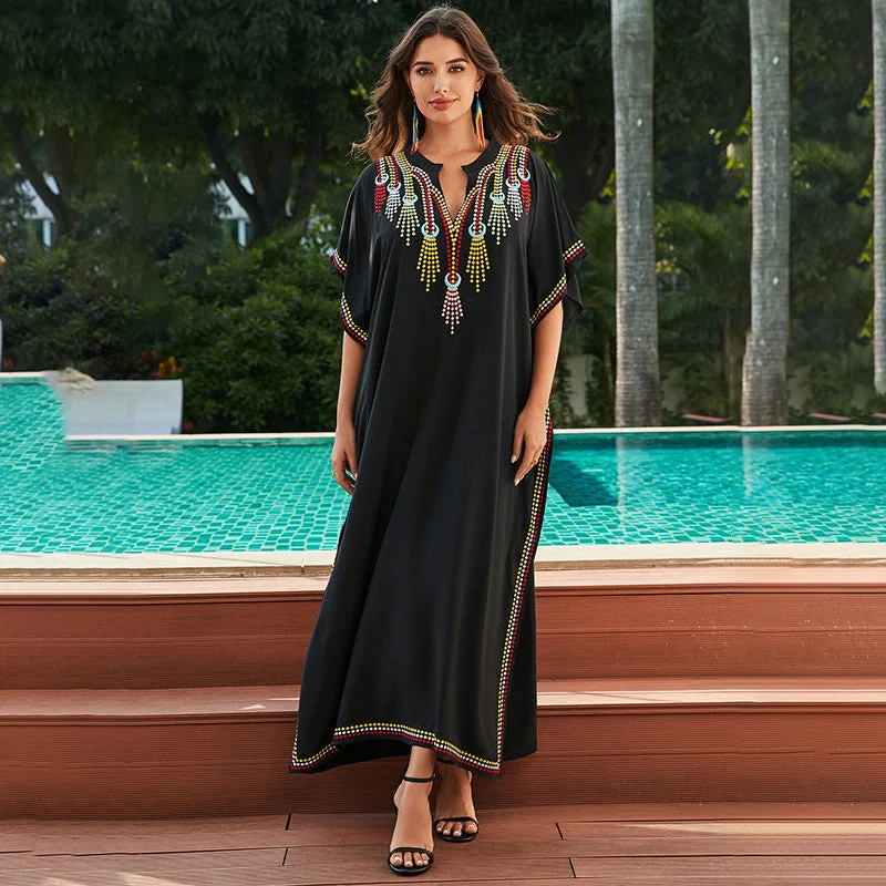 The Sale You’ve Been Waiting For!Sun-Kissed Embroidered Beach Cover-up Robe Dress