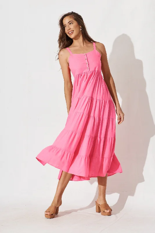 Exclusive Offers You’ll Love!Velletri Midi Dress In Pink Linen Blend