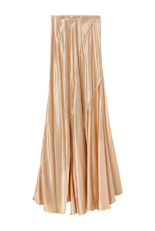Unbeatable Prices!Bias-cut Asymmetrical Silky Peach Skirt