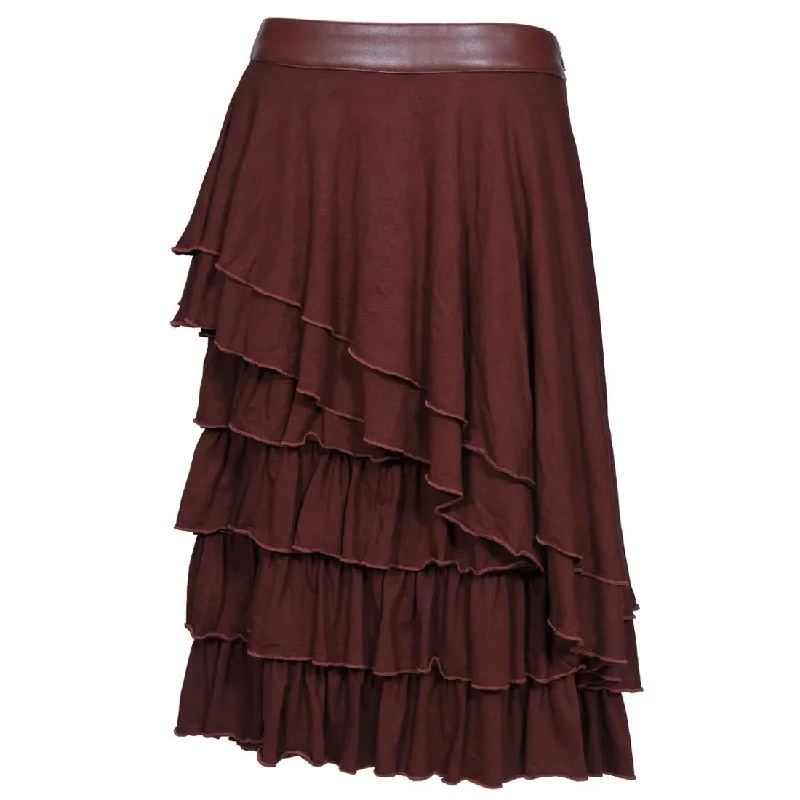 Shop Before It’s Gone!Bushman Cotton Knitted Frilled Mid Steampunk Skirt