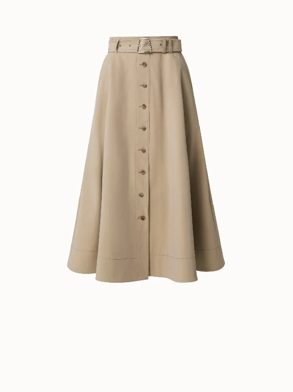 Time to Save Big!A-Line Cotton Stretch Denim Midi Skirt