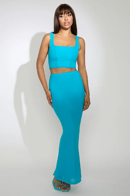 Limited Stock Available!CYNTHIA MAXI SKIRT - OCEAN