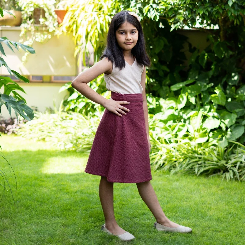 Best Offers of the Month!Girls - Barn Red Warm Cotton Waffle Midi Wrap Skirt