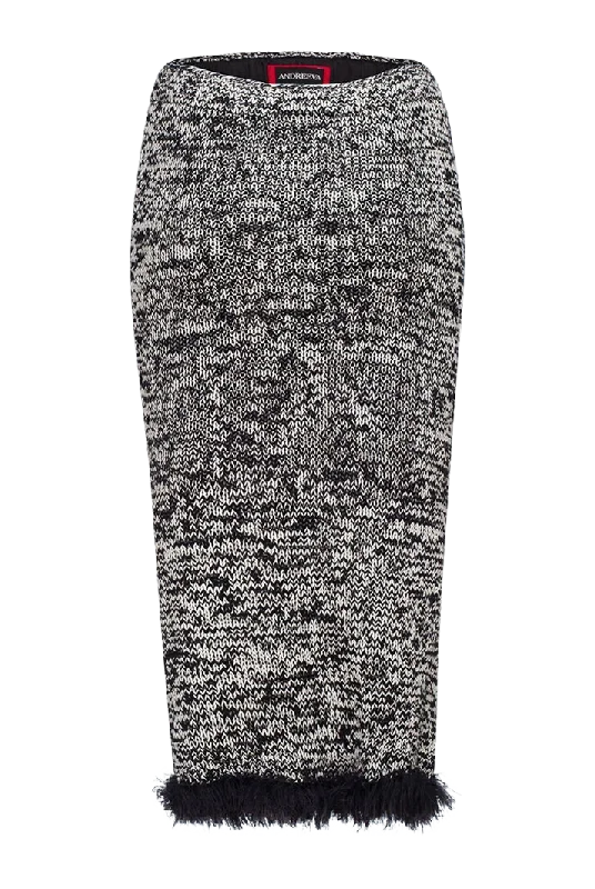 Special Discounts Inside!Grey Knit Skirt Dress with Feather Hem