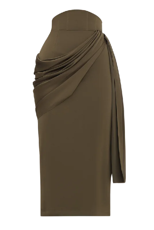Shop Today, Save Tomorrow!Ido Drape Midi Skirt | Olive