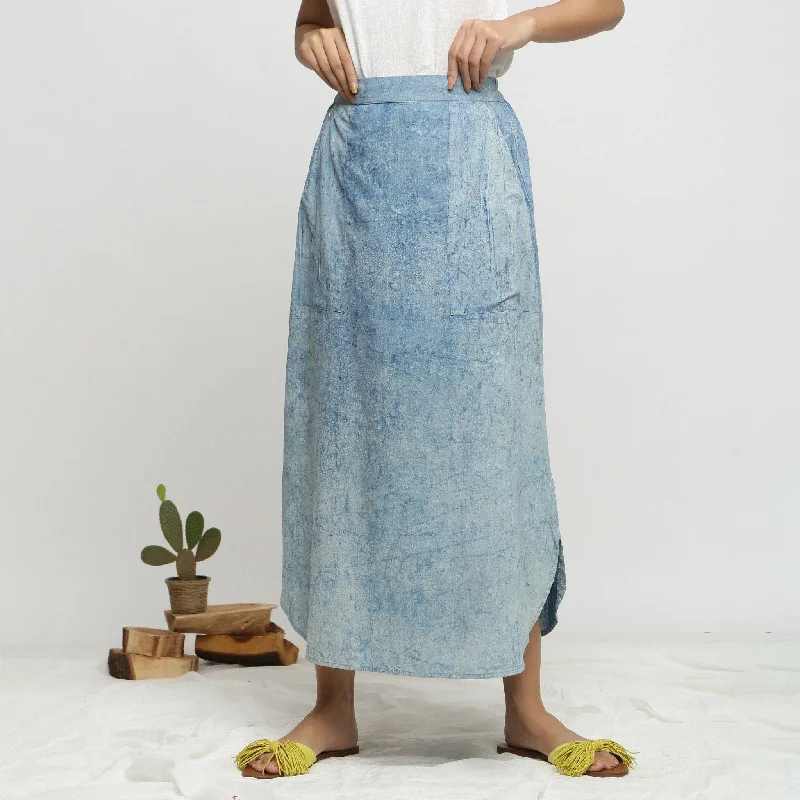 Incredible Savings Inside!Indigo Dabu Print Cotton Elasticated A-Line Maxi Skirt