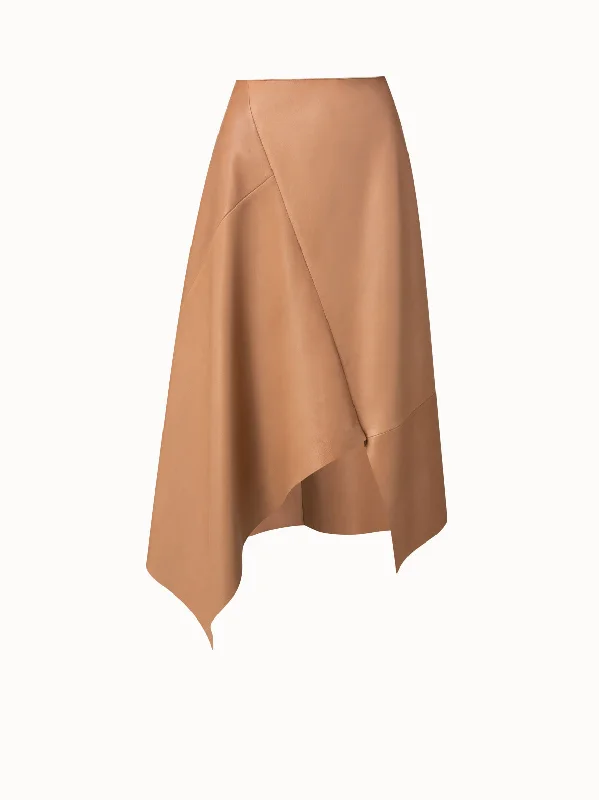 New Discounts Just Dropped!Asymmetrical Lamb Nappa Leather Midi Skirt