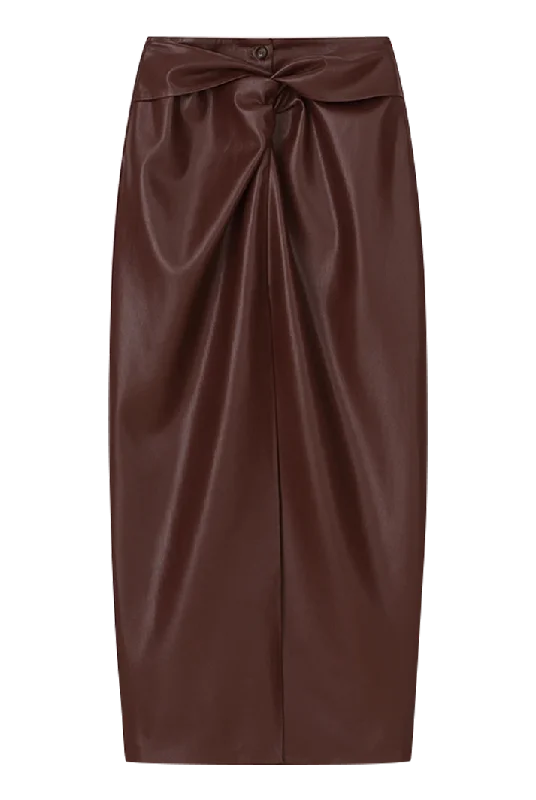 Only a Few Left – Order Now!Leane Knotted OKOBOR™ Alt-leather Front Sarong Style Skirt