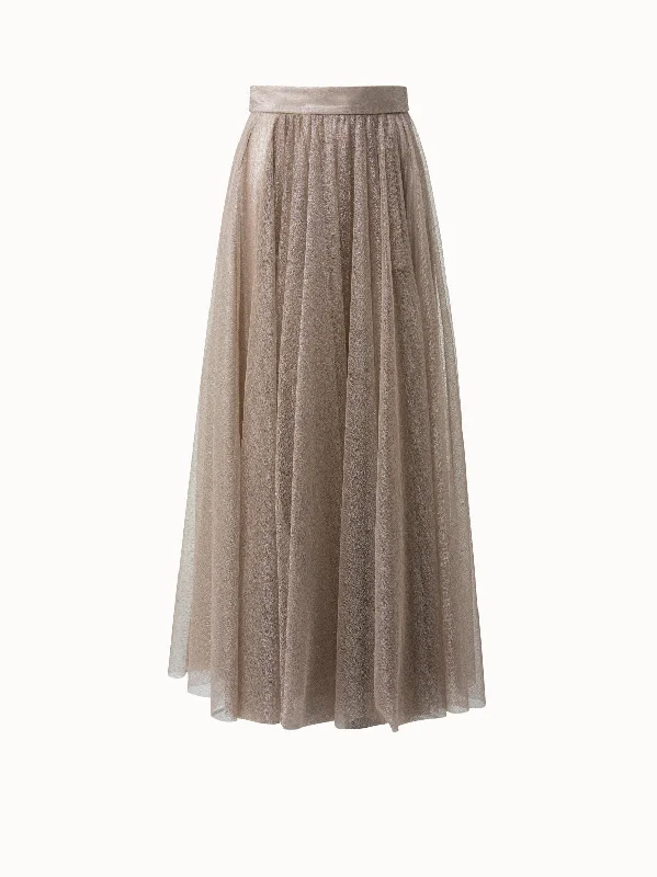 Instant Savings Await!Liquid Jersey And Tulle Pleated Skirt