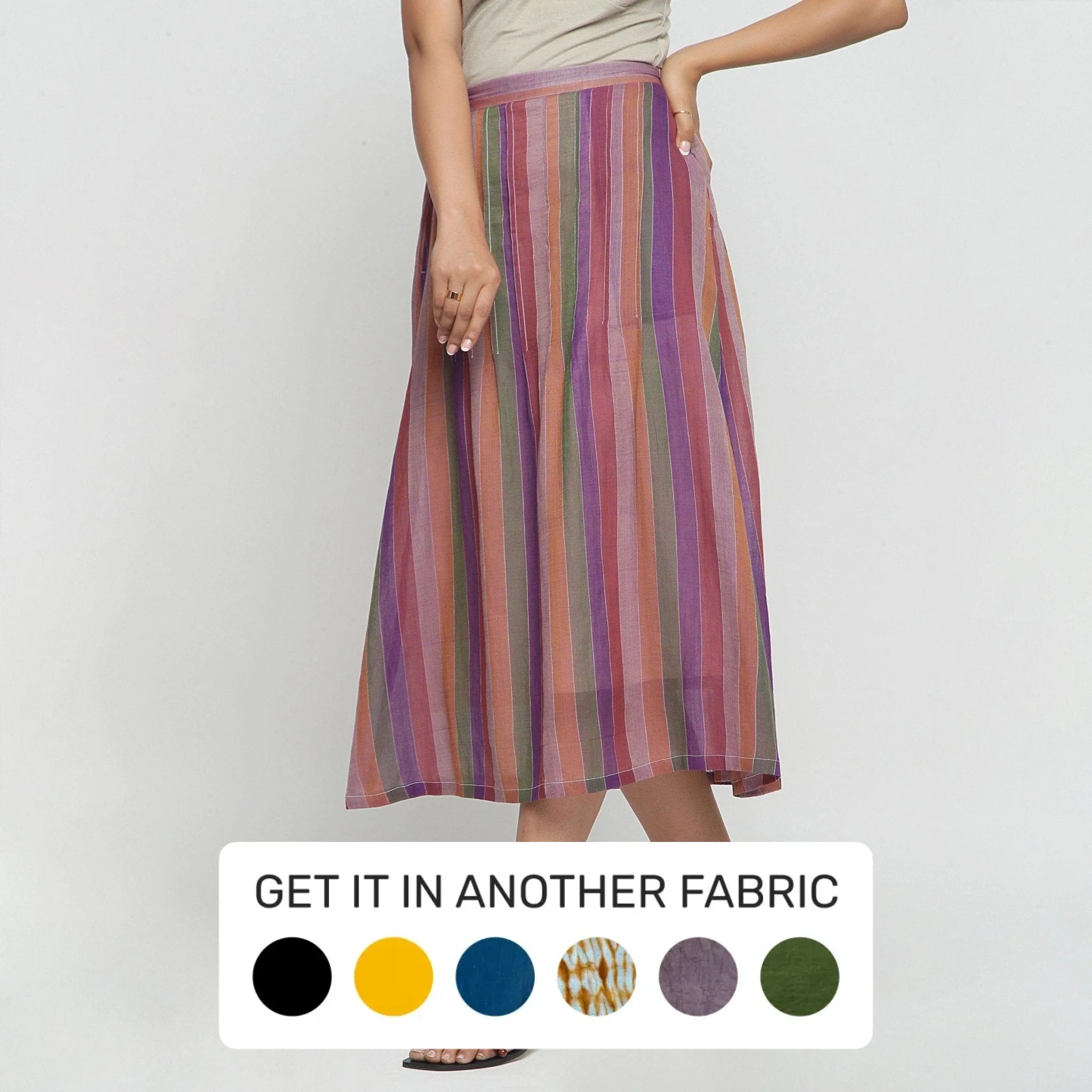 Savings You Can’t Ignore!Multicolor Mangalgiri Cotton Elasticated Maxi Skirt