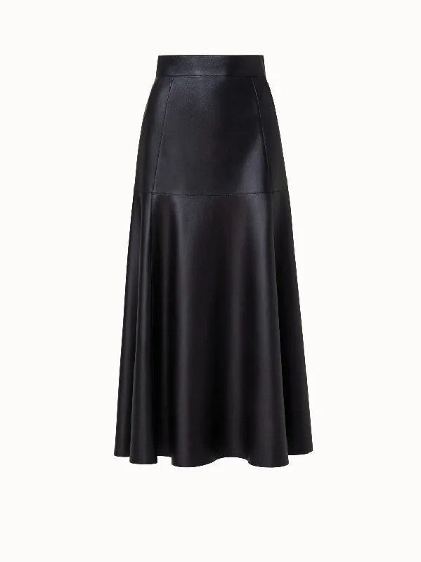 Amazing Prices You Can’t Resist!Flared Lambskin Leather Midi Skirt