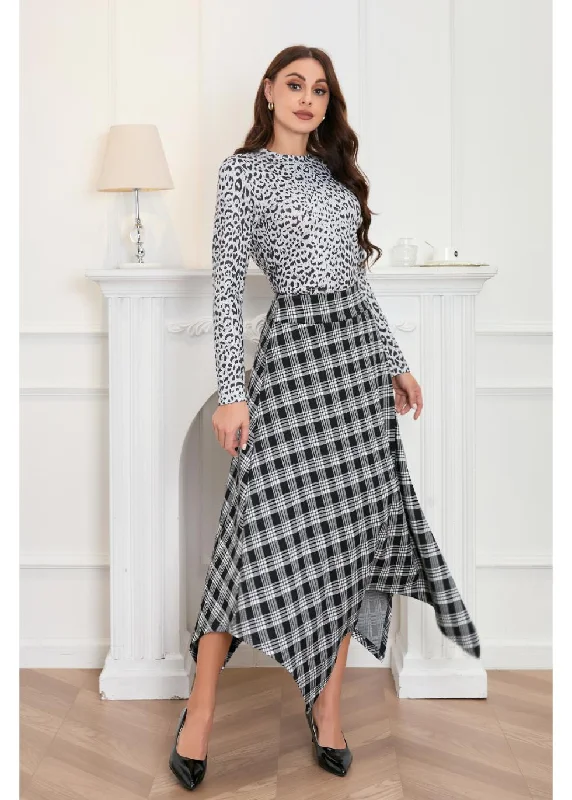 Snag the Best Prices Now!Plaid Charm Asymmetrical Skirt