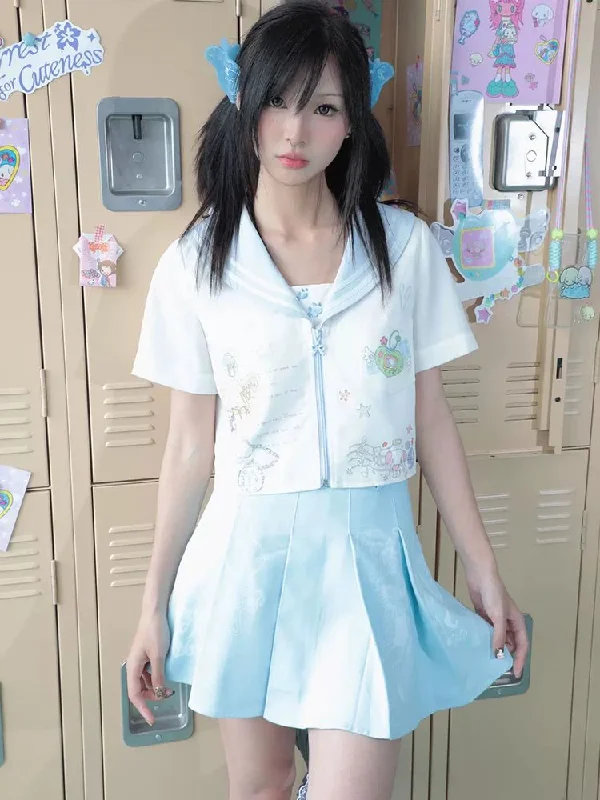 Shop the Hottest Deals!Blue pleated skirt【s0000009107】