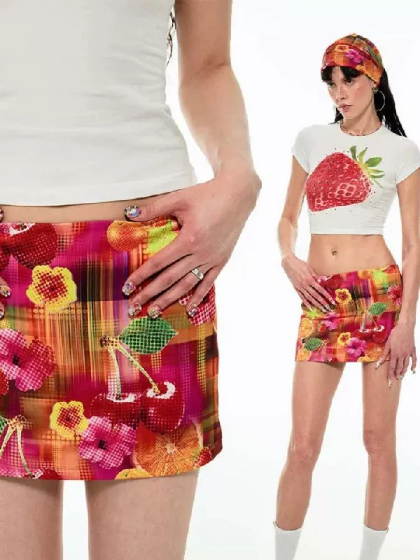 One Click Away from Big Savings!Fruit Print Hip Cover Mini Skirt【s0000009129】
