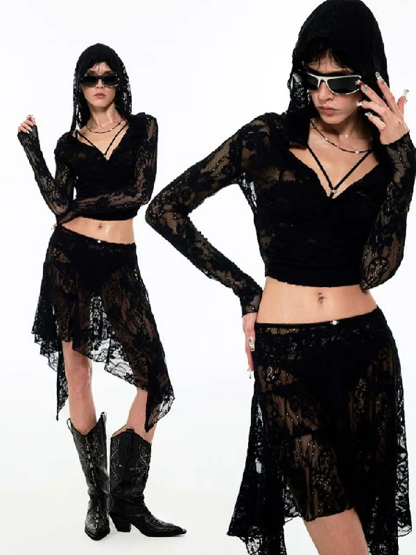 The Sale You’ve Been Waiting For!Irregular Lace Ruffled Sheer Skirt【s0000009135】