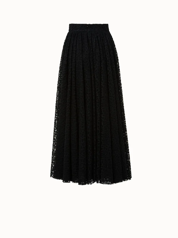 Stock Up and Save!Tiled Roof Lace on Tulle Long Pleated Skirt