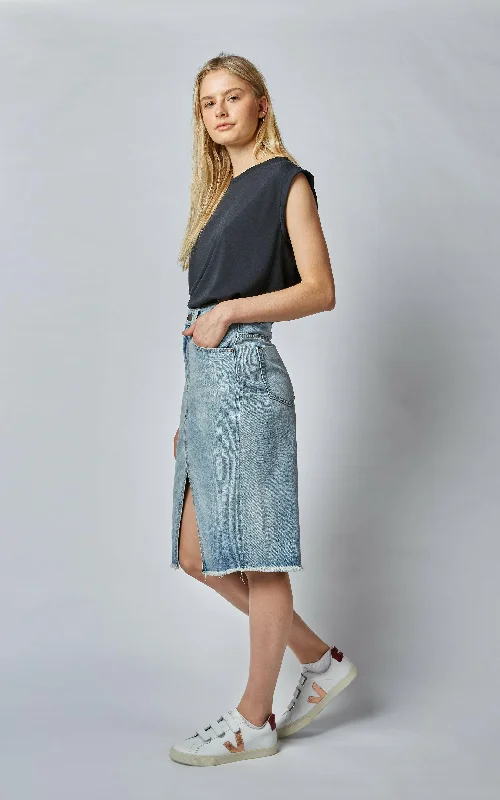 Get Ready to Save!Worn High Waisted Revival Denim Skirt
