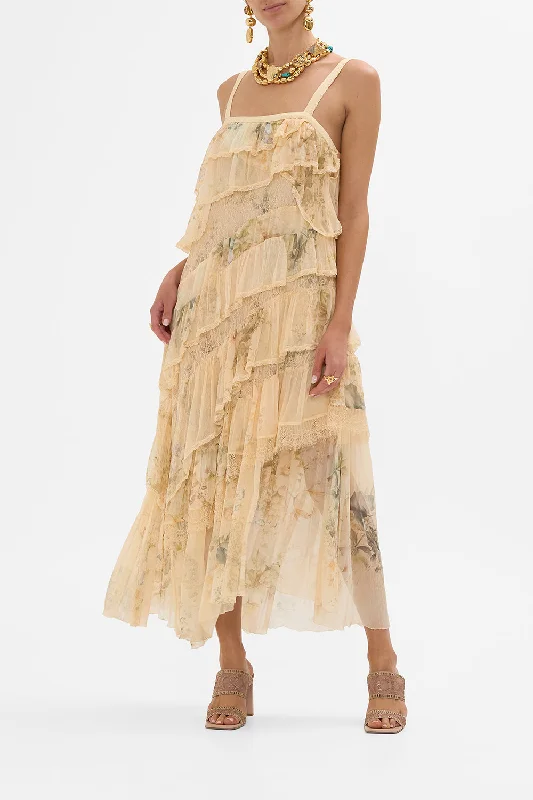 Get More for Less!ASYMMETRIC SPLICED LACE DRESS ADORNED IN ANTIQUITY