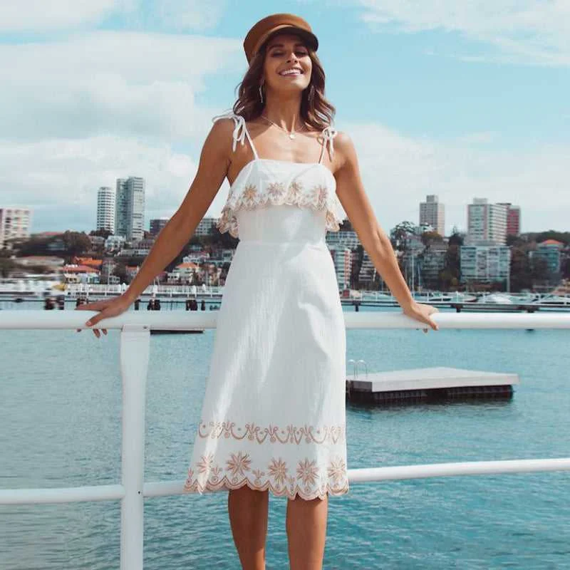 Upgrade for Less!KittenAlarm - Women's Fashion Bohemia Dress Loose Casual Sleeveless Spaghetti Strap Dress