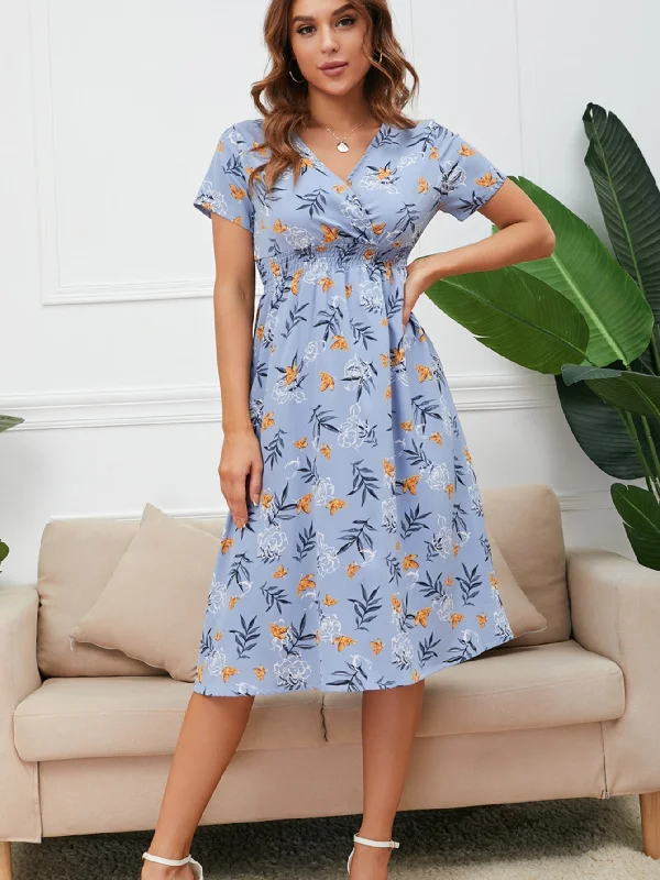 Save More with Every Purchase!KittenAlarm - Disty Floral Ruffle Hem Elastic Waist Summer Dress