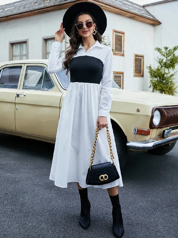 Limited Edition, Limited Price!KittenAlarm - Colorblock Shirt Dress