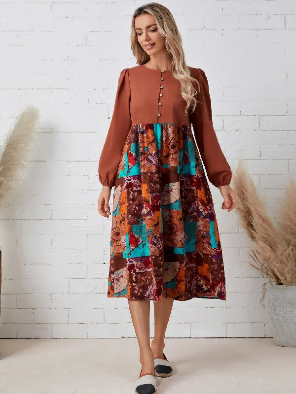 Find Your Perfect Deal Today!KittenAlarm - Patch Work Print Dress