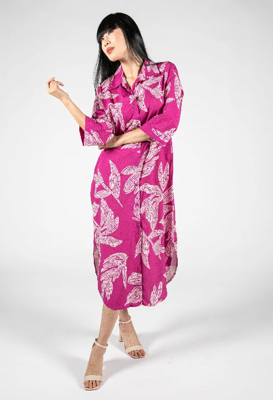 Best Price of the Season!Abstract Leaf Print Shirt Dress