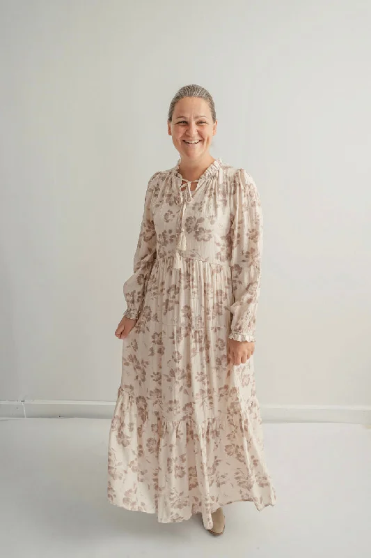 Hottest Discounts of the Year!Adriana Floral Maxi Dress in Hazelnut