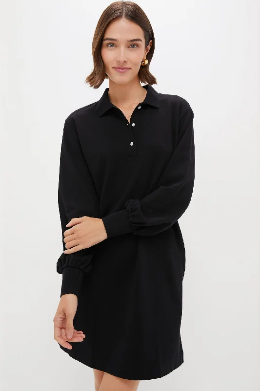 Limited Time Offer!Black Pique Frances Polo Dress