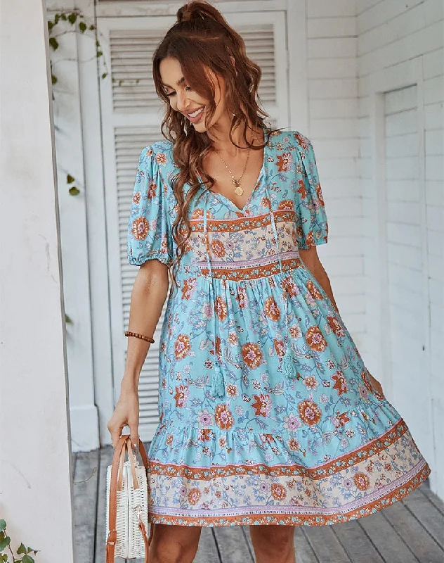 Stock Up and Save!Bonnie Floral Puff Sleeve Summer Midi Dress