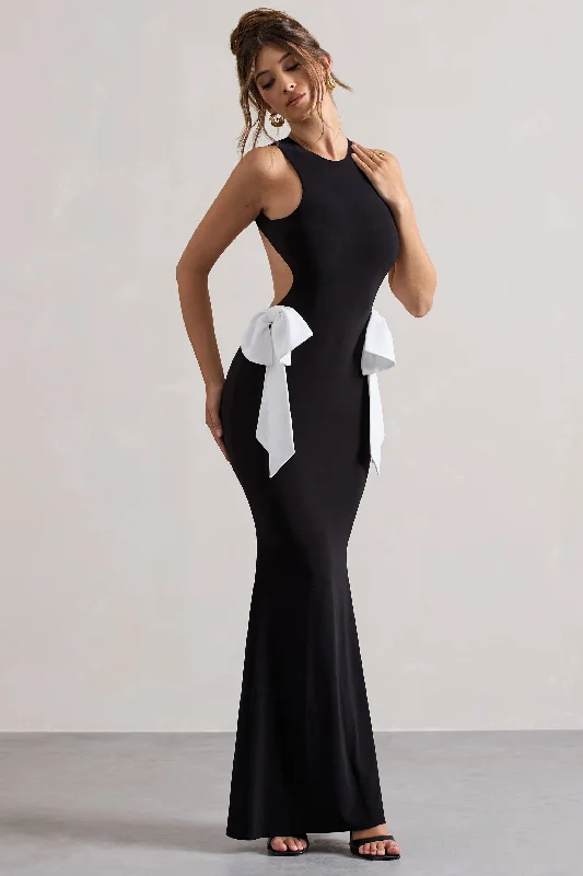 Save More with Every Purchase!By Your Side | Black Cut-Out Maxi Dress With Bows