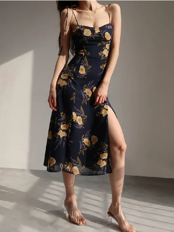 Today Only – Don’t Miss It!Candice Flower Print Spaghetti Strap Midi Dress