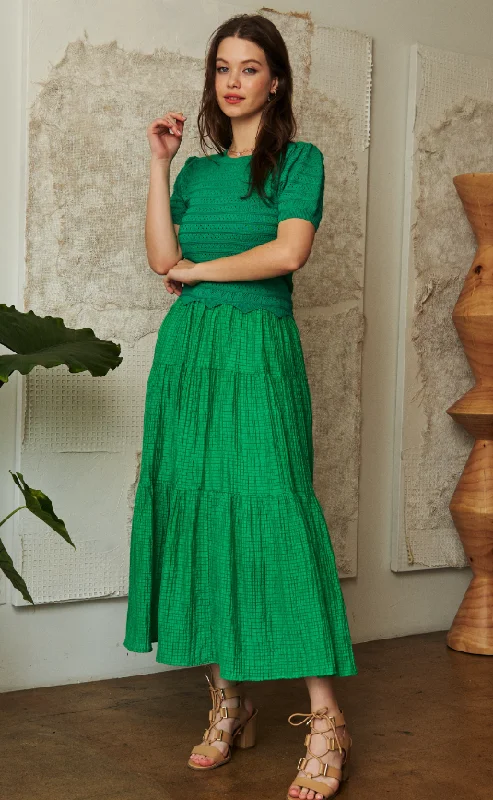 Find Your Perfect Deal Today!Celeste Crochet Top Tiered Maxi Dress