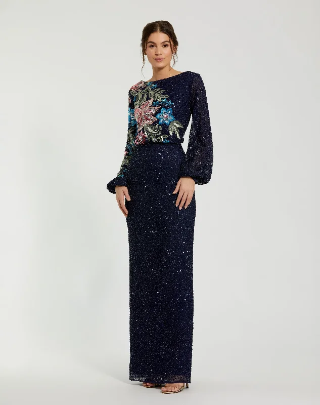 Biggest Sale of the Season!Embellished Floral High Neck Gown