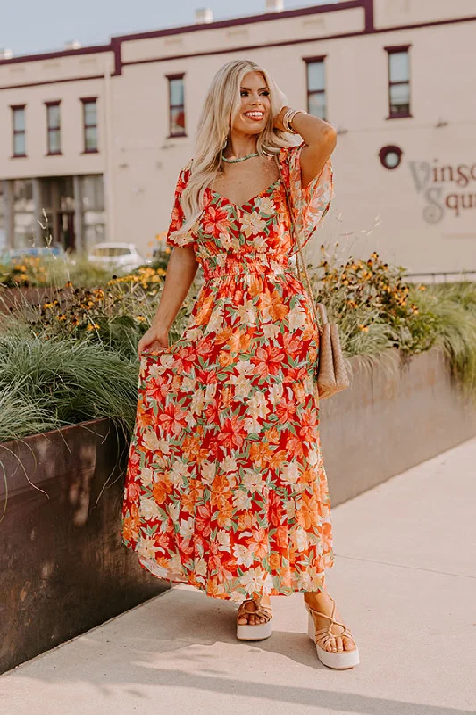 More Discounts, More Joy!Fall Harvest Floral Maxi Dress Curves