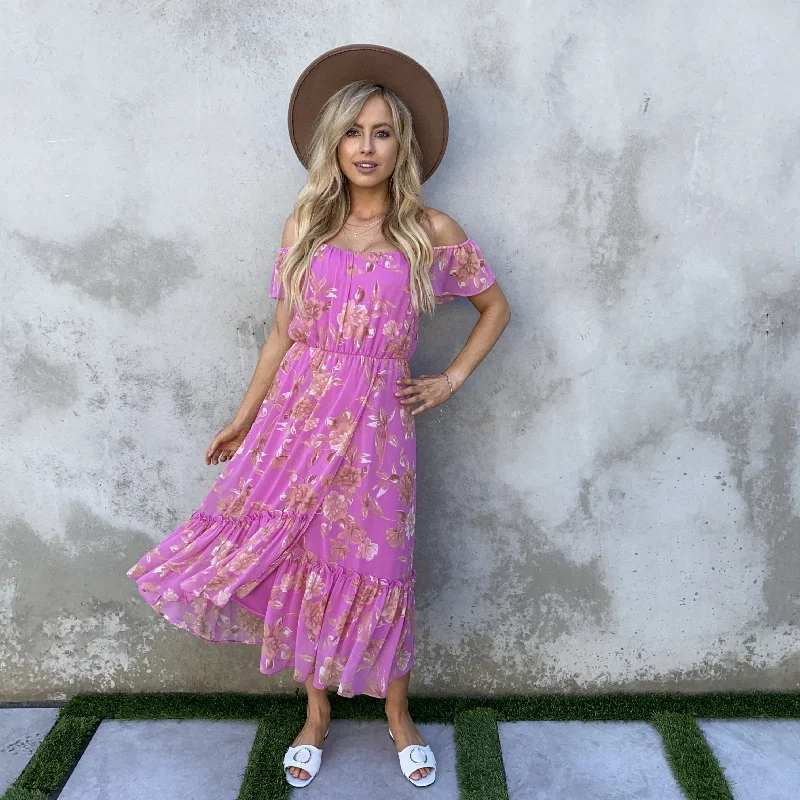 Incredible Savings Inside!Floral Heartbreak Off Shoulder Maxi Dress