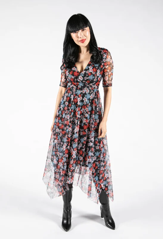 Your Exclusive Offer Awaits!Floral Print Mesh Dress