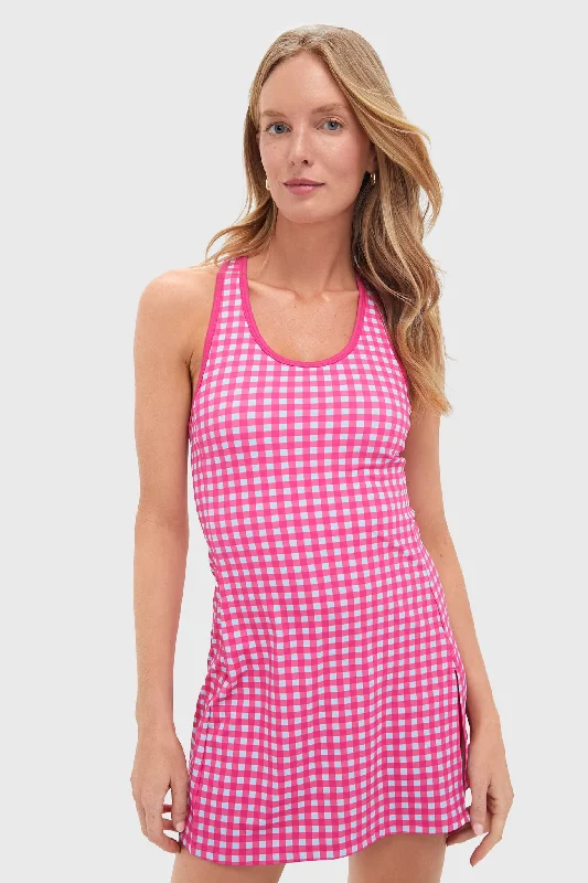 Huge Savings – Act Now!Gingham Sleeveless Dry Wick Tennis Dress