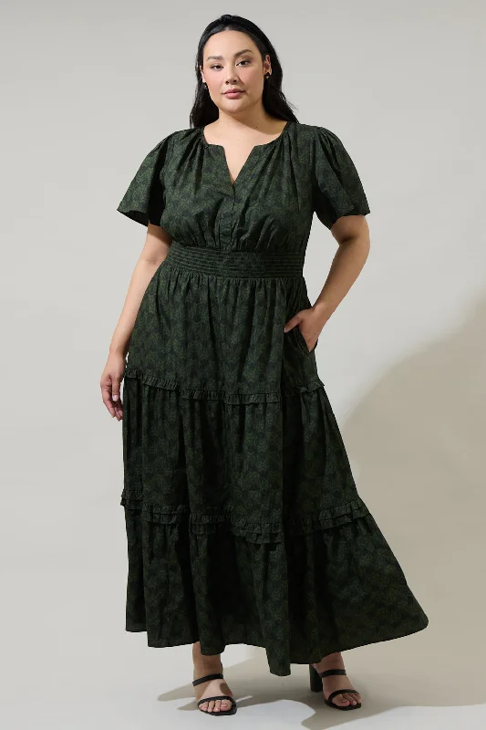 Price Drops You’ll Love!Haslet Floral Palmer Poplin Tiered Maxi Dress Curve