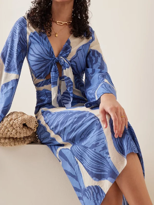 Your Favorite Sale is Back!Helena V-Neck Hollow Out Floral Print Midi Dress