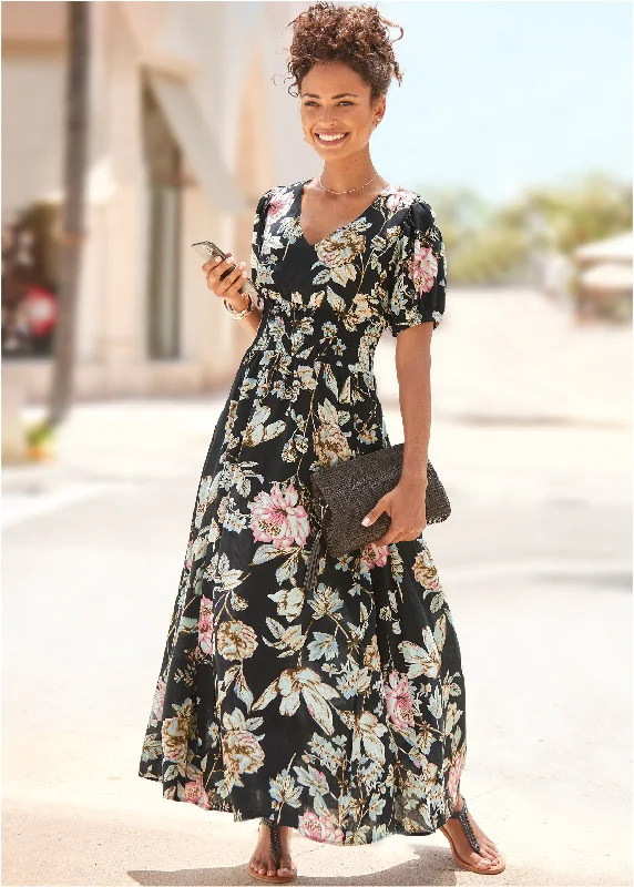 Grab Yours Before It’s Too Late!Floral Maxi Dress - Black Multi