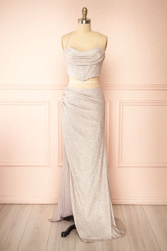 Save Money, Shop Happy!Jadia Silver | Sparkly Corset & Skirt Set