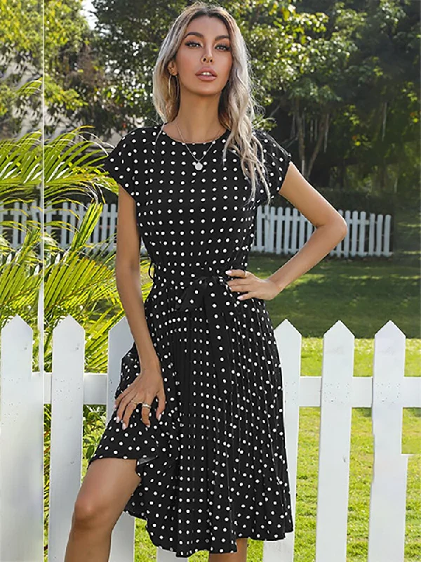 Seasonal Sale – Shop Now!Jessie Summer Polka Dot Short Sleeve Midi Dress