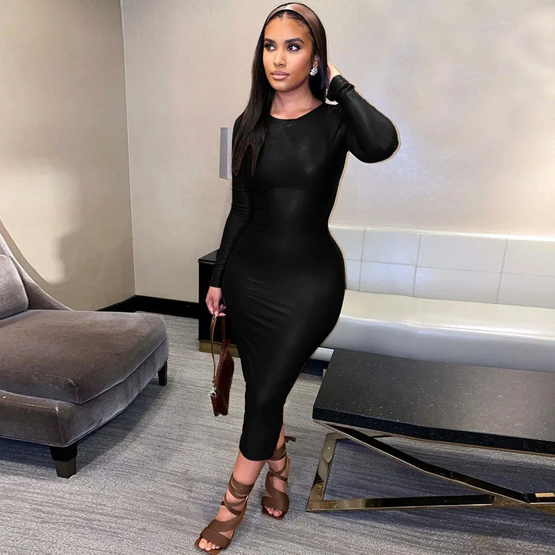 Get More, Spend Less – Shop Now!Jill Full Sleeve Bodycon Midi Dress