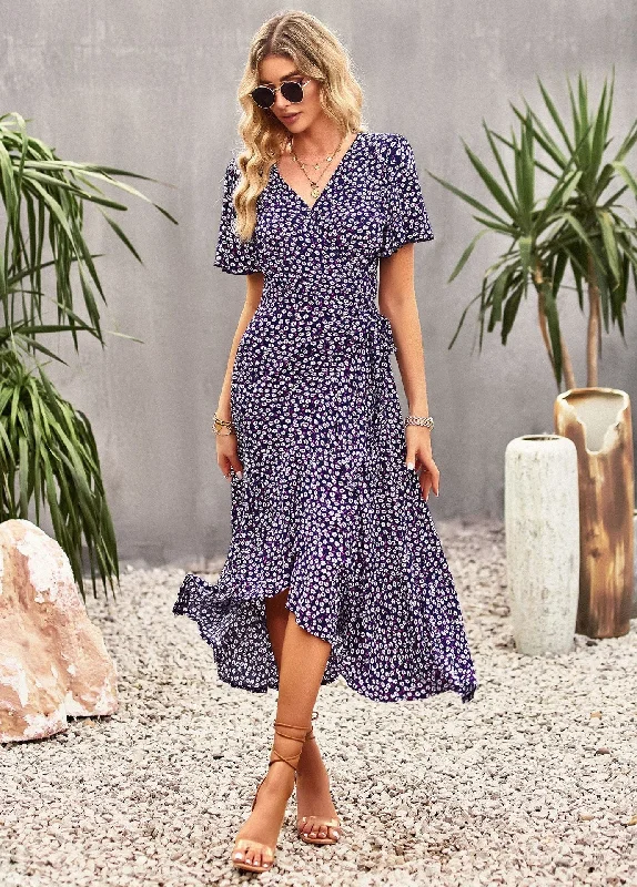Special Offer – Act Fast!Joanna Floral Print A-line Split Summer Midi Dress