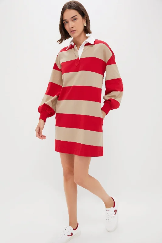 Shop Early, Save Big!Khaki and Red Stripe Baker Rugby Dress
