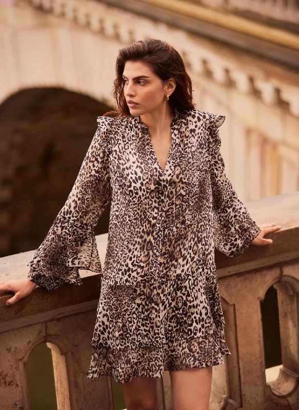 Shop the Hottest Deals!Leopard Print Ruffle Mini Dress