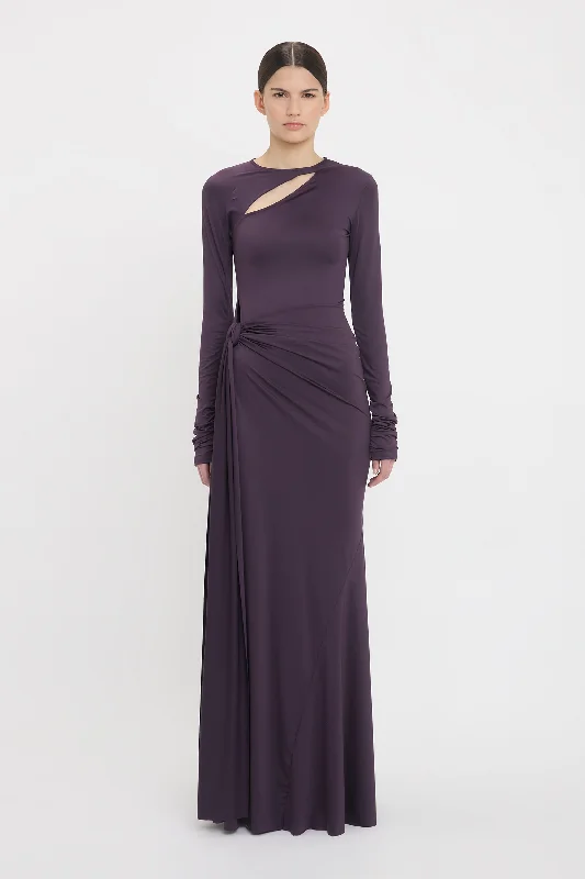 Lowest Prices Guaranteed!Long Sleeve Tie Front Gown In Fig